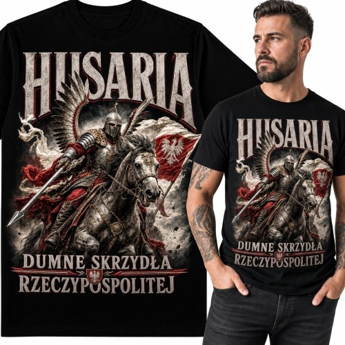 Koszulka męska z husarzem „Husaria” - dumne skrzydła Rzeczypospolitej