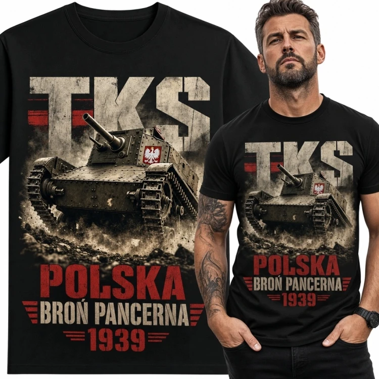 Koszulka męska z tankietką „TKS” - Polska broń pancerna 1939