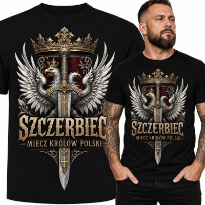 Koszulka męska „Szczerbiec” - historyczny motyw „Miecz królów Polski”