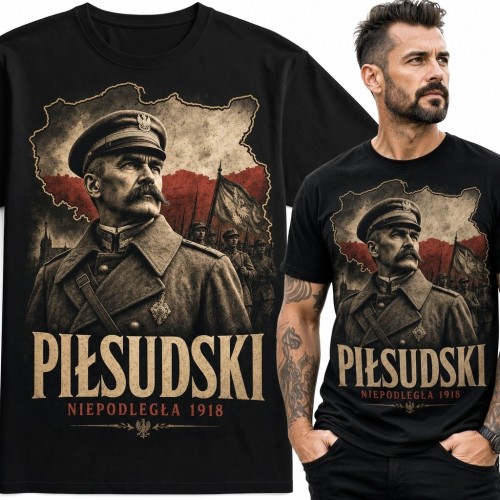 Koszulka męska z portretem Józefa Piłsudskiego „Piłsudski” - „Niepodległa 1918”