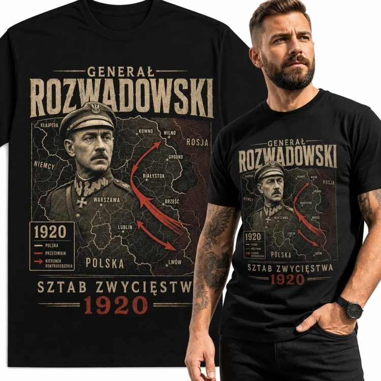 Koszulka męska „Generał Rozwadowski” - mapa działań wojennych 1920