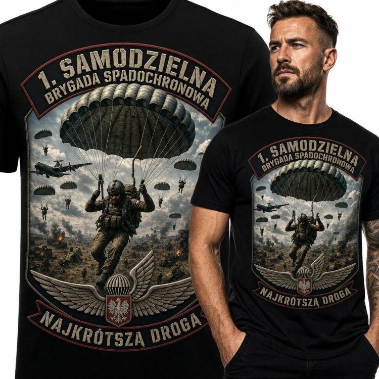 Koszulka męska ze spadochroniarzem - „1. Samodzielna Brygada Spadochronowa”