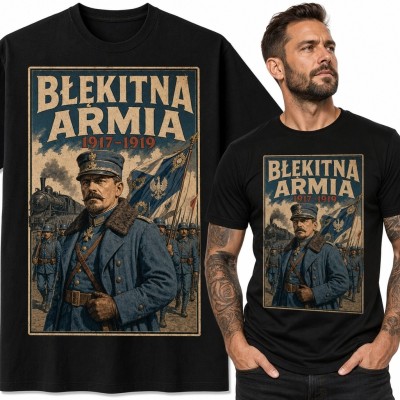 Koszulka męska z historycznym motywem „Błękitna Armia” 1917-1919