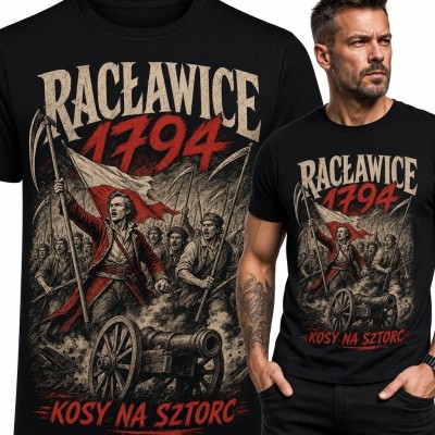 Koszulka męska z bitwą pod Racławicami „Racławice 1794” - „Kosy na sztorc”