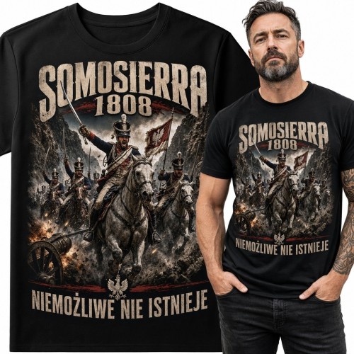 Koszulka męska z szarżą pod Somosierrą „Somosierra 1808” - „Niemożliwe nie istnieje”