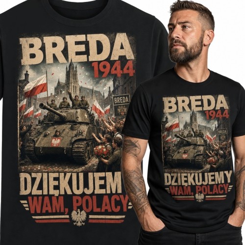 Koszulka męska „Breda 1944” z czołgiem - „Dziękujemy Wam, Polacy”