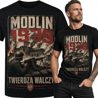 Koszulka męska z motywem obrony Twierdzy Modlin „Modlin 1939 - Twierdza walczy”