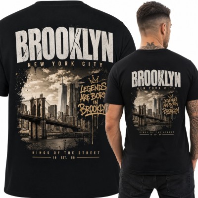 Koszulka męska z Mostem Brooklińskim „Brooklyn” - duży nadruk na plecach