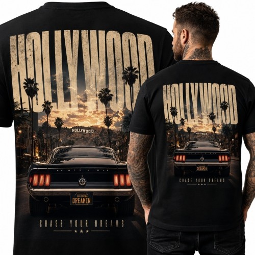 Koszulka męska z klasycznym muscle carem „Hollywood” - kalifornijski zachód słońca