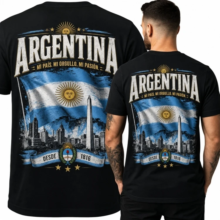 Koszulka męska „Argentina” - flaga i panorama Buenos Aires
