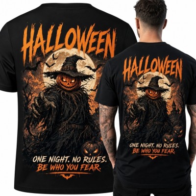 Koszulka męska na Halloween „Halloween” - dyniowy strach na wróble