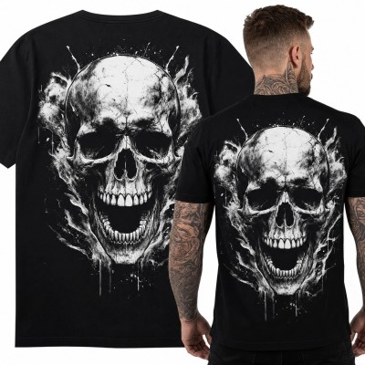 Koszulka męska z czaszką - duży nadruk grunge na plecach