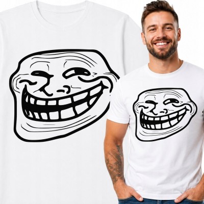Koszulka męska z memem Trollface - klasyczny humor internetowy