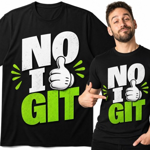 Koszulka męska z napisem „No i git” i kciukiem w górę - pozytywny humor