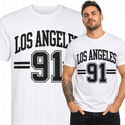 Koszulka męska „Los Angeles 91” - miejski wzór varsity