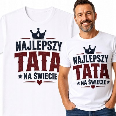 Koszulka męska dla taty „Najlepszy tata na świecie” - korona i serce