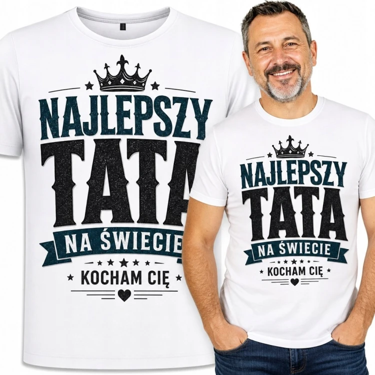 Koszulka męska dla taty „Najlepszy tata na świecie” - z koroną