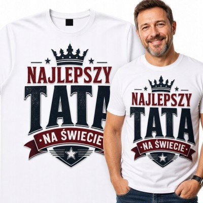Koszulka męska dla taty „Najlepszy tata na świecie” - retro nadruk