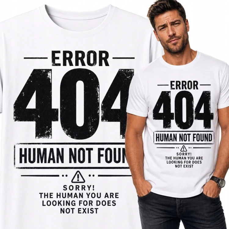 Koszulka męska dla programisty „Error 404 - Human Not Found”