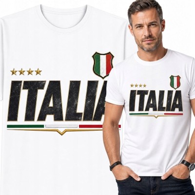 Koszulka męska z włoskim motywem sportowym „Italia” - retro