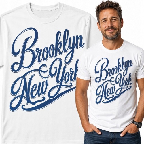 Koszulka męska z napisem „Brooklyn New York” - miejski motyw retro