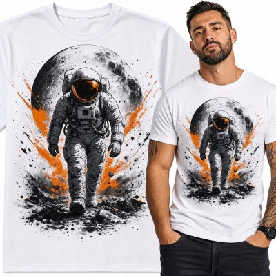 Koszulka męska z astronautą na Księżycu - kosmiczna ilustracja