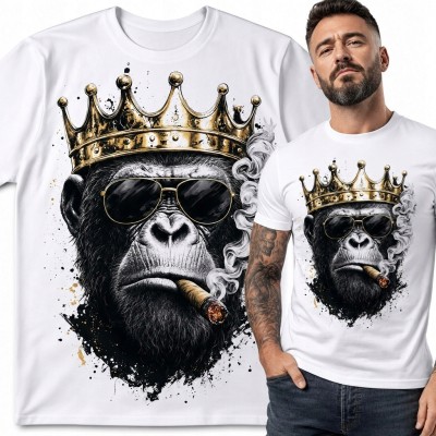 Koszulka męska z gorylem w koronie - wyrazisty wzór streetwearowy