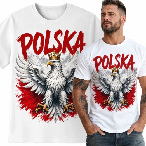Koszulka męska z orłem i napisem „Polska” - patriotyczny motyw