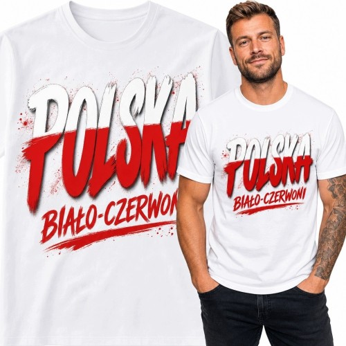 Koszulka męska z napisem „Polska” i „Biało-czerwoni” - patriotyczny wzór