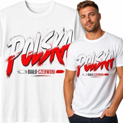 Koszulka męska dla kibica „Polska” - biało-czerwone barwy