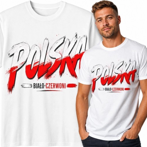 Koszulka męska dla kibica „Polska” - biało-czerwone barwy