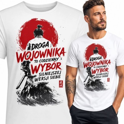 Koszulka męska z samurajem „Droga wojownika to codzienny wybór”