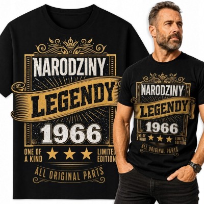 Koszulka męska na 60 urodziny „Narodziny legendy 1966” - retro