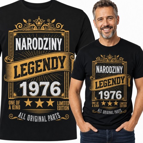 Koszulka męska „Narodziny legendy 1976” na 50 urodziny - wzór retro