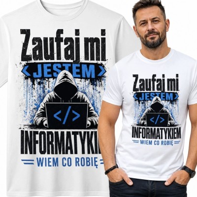 Koszulka męska dla informatyka „Zaufaj mi, jestem informatykiem” - humor IT