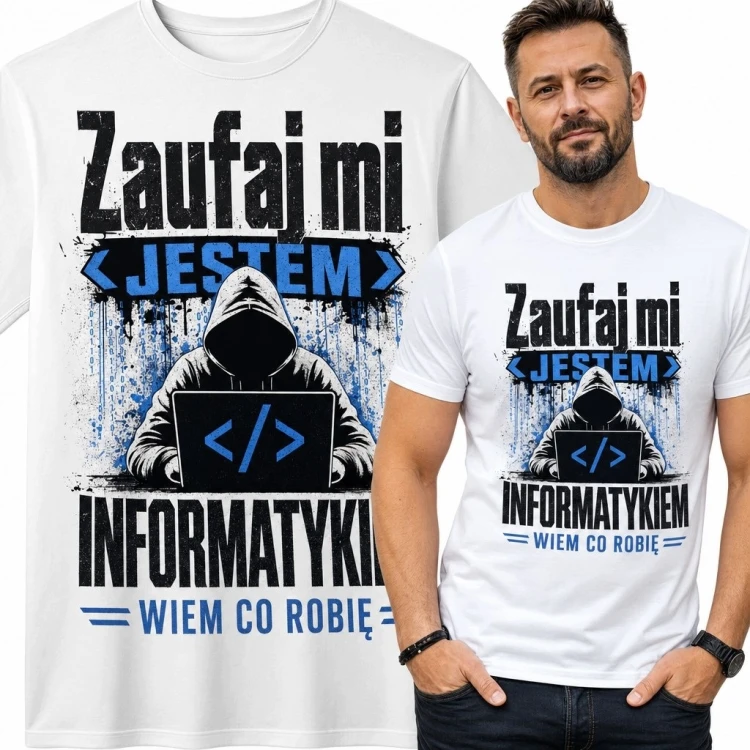 Koszulka męska dla informatyka „Zaufaj mi, jestem informatykiem” - humor IT