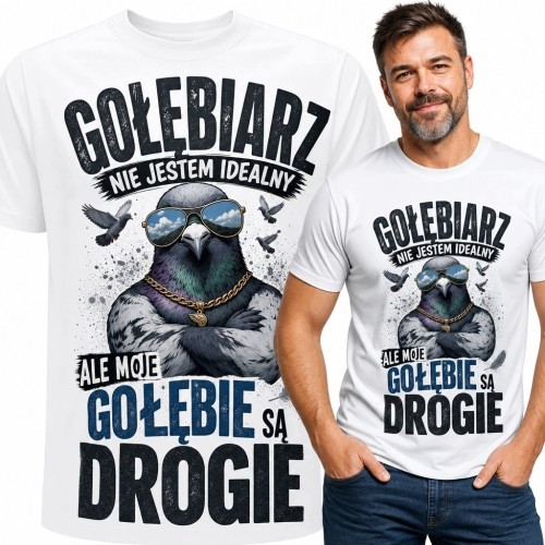 Koszulka męska dla gołębiarza „Gołębiarz - nie jestem idealny, ale moje gołębie są drogie”