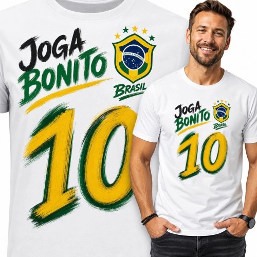 Koszulka męska z brazylijskim motywem piłkarskim „Joga Bonito” - numer 10