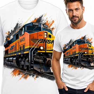 Koszulka męska z lokomotywą „BNSF 4449” - amerykańska kolej towarowa