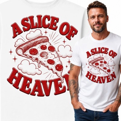 Koszulka męska z pizzą „A Slice of Heaven” - retro wzór
