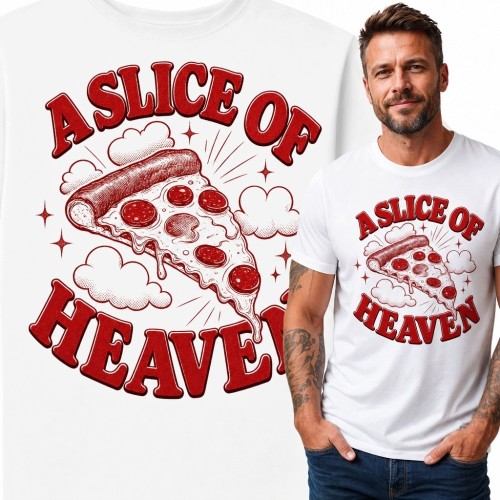 Koszulka męska z pizzą „A Slice of Heaven” - retro wzór