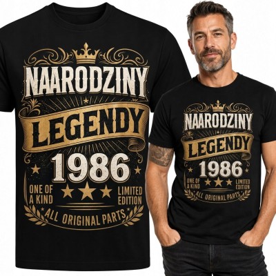 Koszulka męska „Narodziny legendy” na 40 urodziny - rocznik 1986