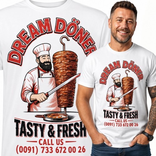 Koszulka męska z kucharzem i dönerem „Dream Döner”