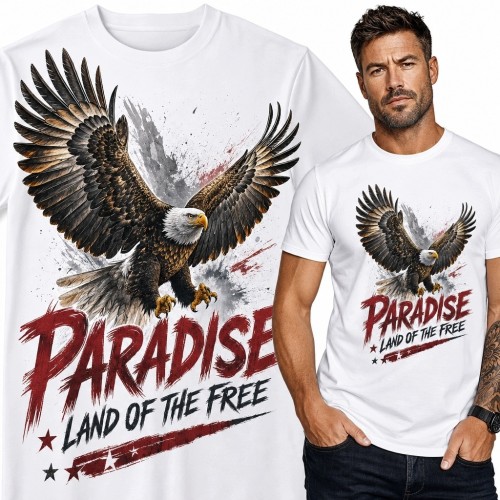 Koszulka męska z bielikiem i napisem „Paradise” - motyw USA