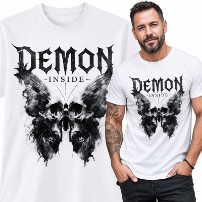 Koszulka męska „Demon Inside” - gotycka ćma i czaszki