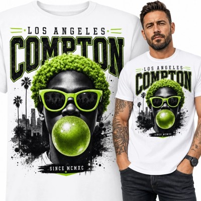 Koszulka męska streetwear z nadrukiem „Compton” - Los Angeles