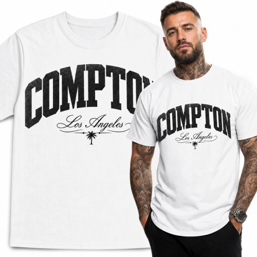 Koszulka męska streetwear z napisem „Compton” - motyw Los Angeles