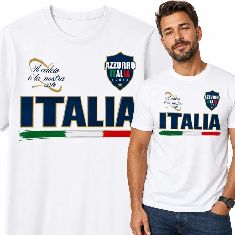 Koszulka męska „Italia” z włoskim motywem piłkarskim - dla kibica