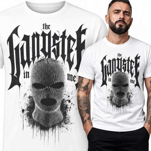 Koszulka męska z motywem kominiarki „the Gangster in me” - mroczny streetwear