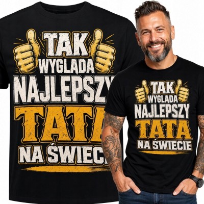 Koszulka męska dla taty „Tak wygląda najlepszy tata na świecie” - retro nadruk